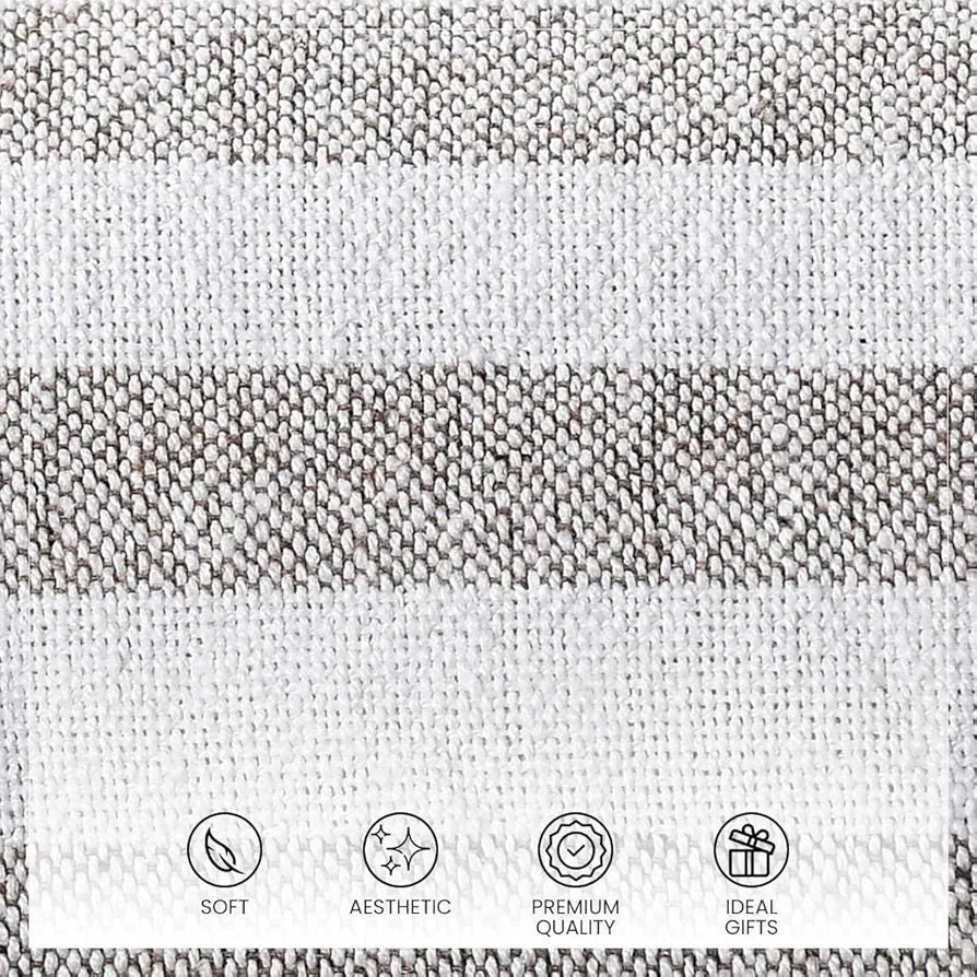 Sashaa World Striped Throw Bedcover Colour Natural