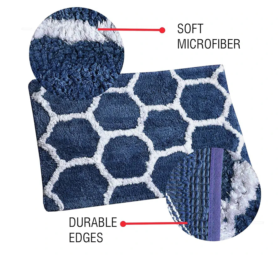 Aerohaven Glorious Super Soft Microfiber Abstract Designer Anti Slip Bathmat Blue Colour