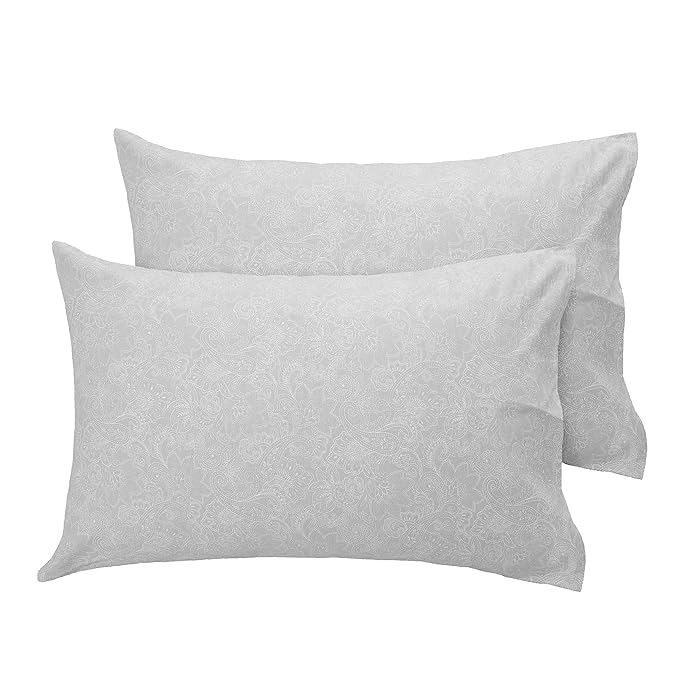 Huesland by Ahmedabad Cotton 186 TC King Size Bedsheet Cotton with 2 Pillow Covers | Grey & White