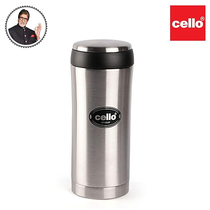 Cello My Cup Stainless Steel Water Bottle | 350 ml | Silver