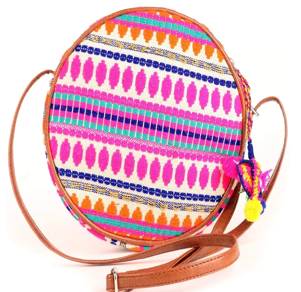 Astrid Handmade Macrame Flap Over Sling Bag For Girls And Women Colour Showy Purple Zigzag