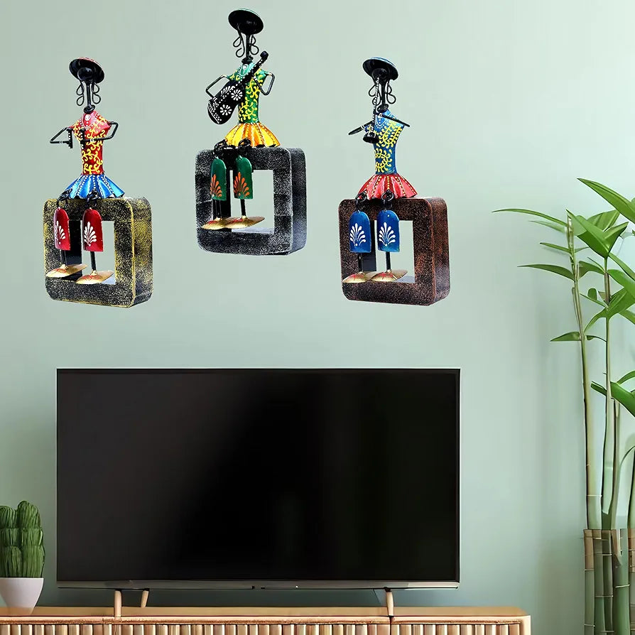 Kraftskala Musician Dolls Wall Hanging Metal Showpieces Handmade Iron
