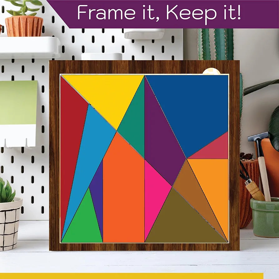 Playhills Geometric Challenge Puzzle | The World's First Puzzle- Stomachion Square by Archimedes | Fun & Challenging Game for Teenagers and Adults with Decorative Stand  Age 13+