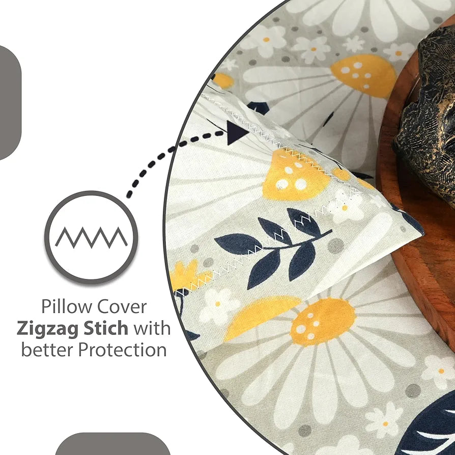 Divine Casa 100% Cotton Bedsheet for Single Bed, 144 TC Bedsheet Single Size Bed Cotton with 1 Pillow Cover Colour Classic Yellow