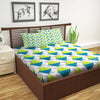 Divine Casa 144 TC Cotton Bedsheet for Double Bed with 2 Pillow Cover Colour Aqua Lime