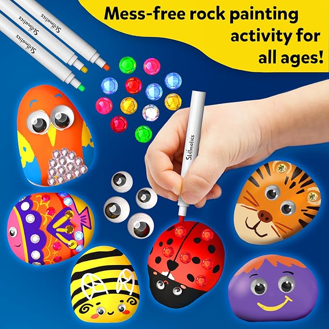 Skillmatics Rock Painting Kit Mess Free Art & Craft Activity For Girls & Boys Creative Activity