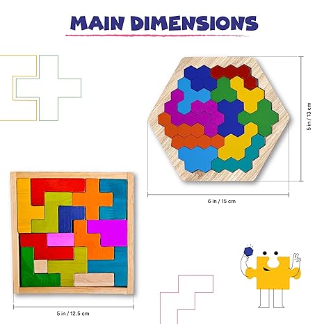 The Puzzl Co - Set of 2 Wooden Pattern Puzzles for Kids Educational Birthday Gift for Kids
