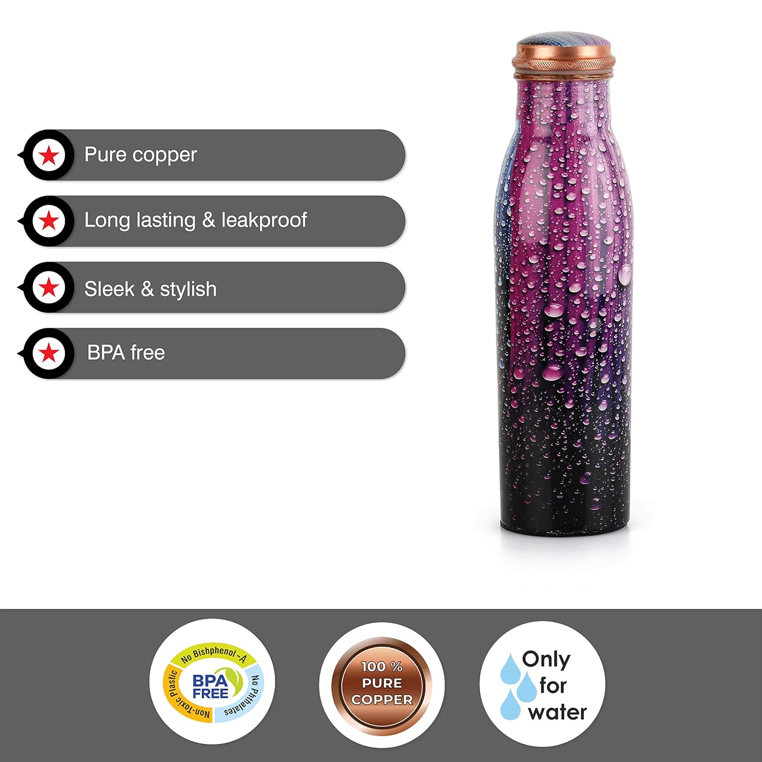 Cello Cop- Pura Good Earth Copper Bottle | 1000 Ml | Dew