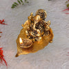 Chhariya Crafts Metal Ganesh Idol with Diya Deepak Showpiece - 8 cm