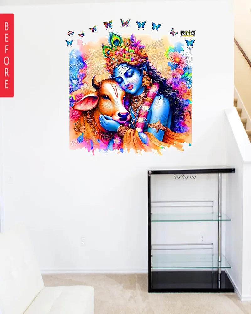 Rng Graphics Pvc Vinyl Little Krishna Wall Sticker Multicolor 53 Cm X 51 cm DW-149L