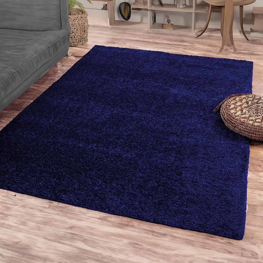 Ishro Home Premium Fuzzy Shag Carpet for Hall Rugs for Living Room Carpets for Living Room Colour Blue