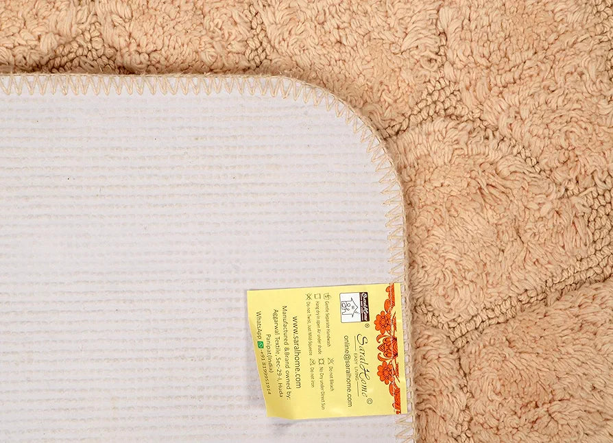 Saral Home Solid Antiskid Bathmat Set Colour Beige
