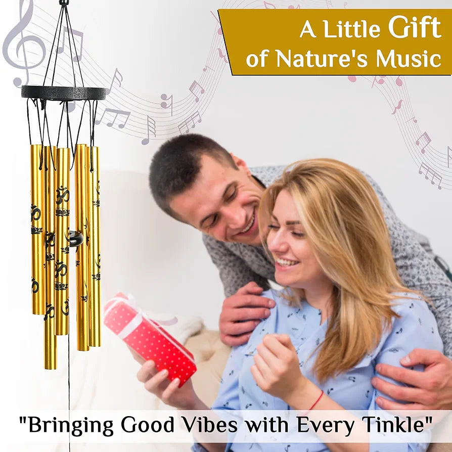 Wind Chimes Hanging Bells for Positive Energy Gold 5-Pipe Wind Chime -009