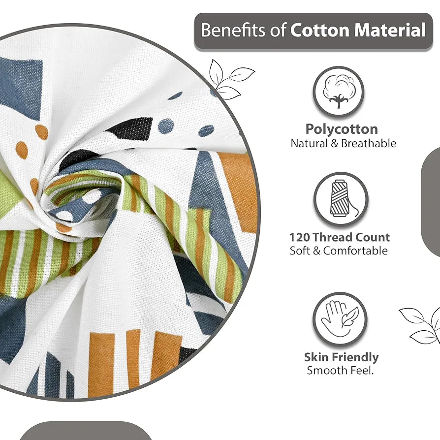 Divine Casa 144 TC Cotton Bedsheet for Double Bed with 2 Pillow Cover Colour Yellow & White