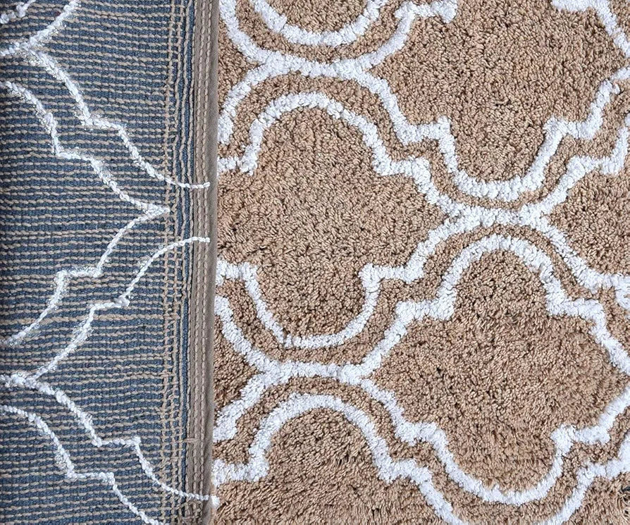 Aerohaven Cotton Glorious Super Soft Moroccan Designer Anti Slip Bathmat Brown Colour