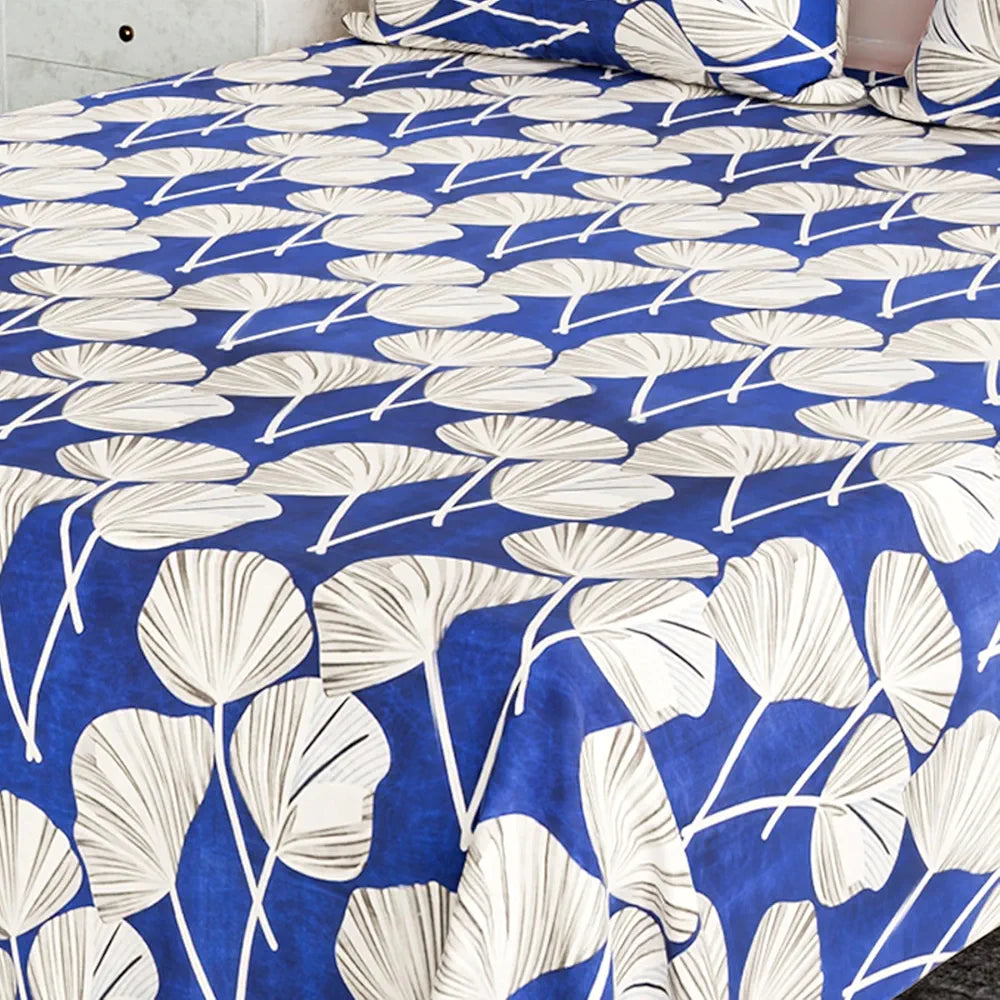 Kuber Industries Double Bedsheet with 2 Pillow Covers Cotton Double Bed Sheet Set Patta Double Bedsheet Blue