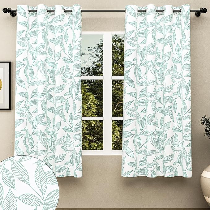 Haus & kinder Cotton Semi Sheer Curtains Set Of 2 For Bedroom Window Door Curtains (5Ft X 5Ft) | Colour Line Art Blue