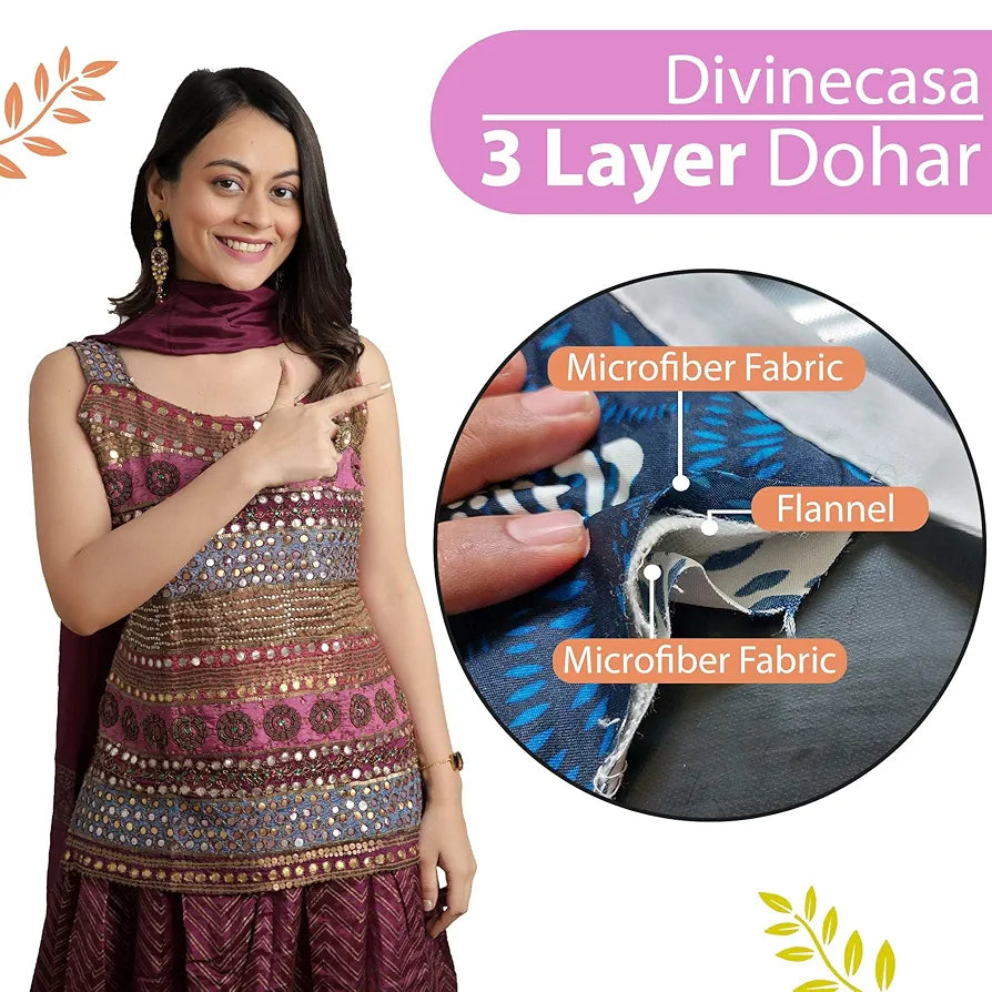 Divine Casa 120 GSM Microfiber Single Dohar Soft & Lightweight Throw Blanket Tropical Leaf Pattern Colour Orange & Yellow