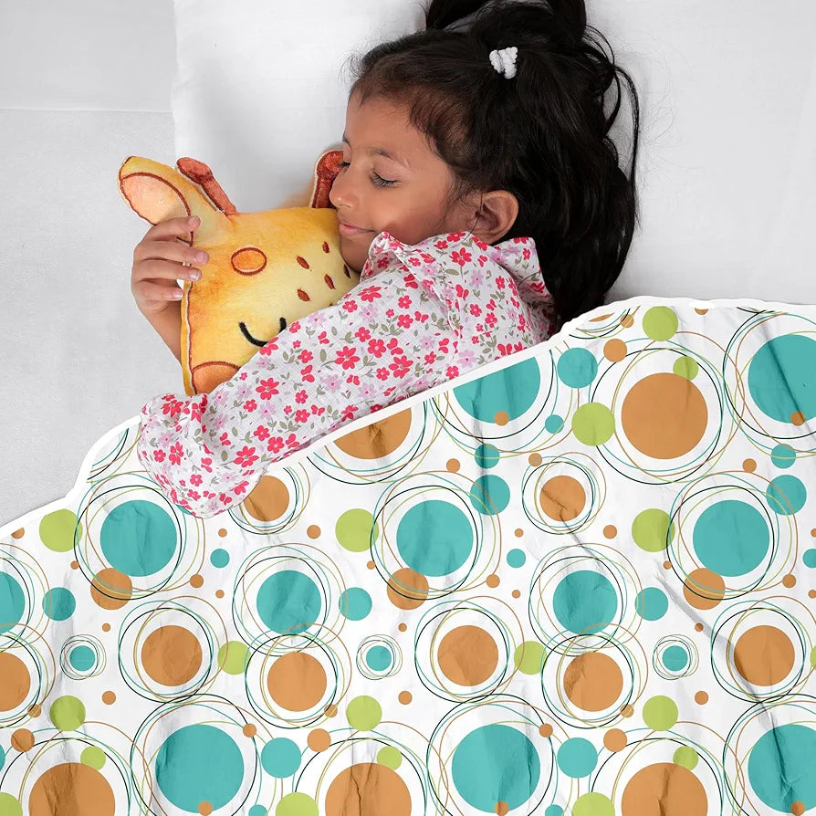 Divine Casa 120 GSM Polka Dots White Blanket for New Born Baby|Baby Dohar 0-4 Years Cotton Colour White and Orange