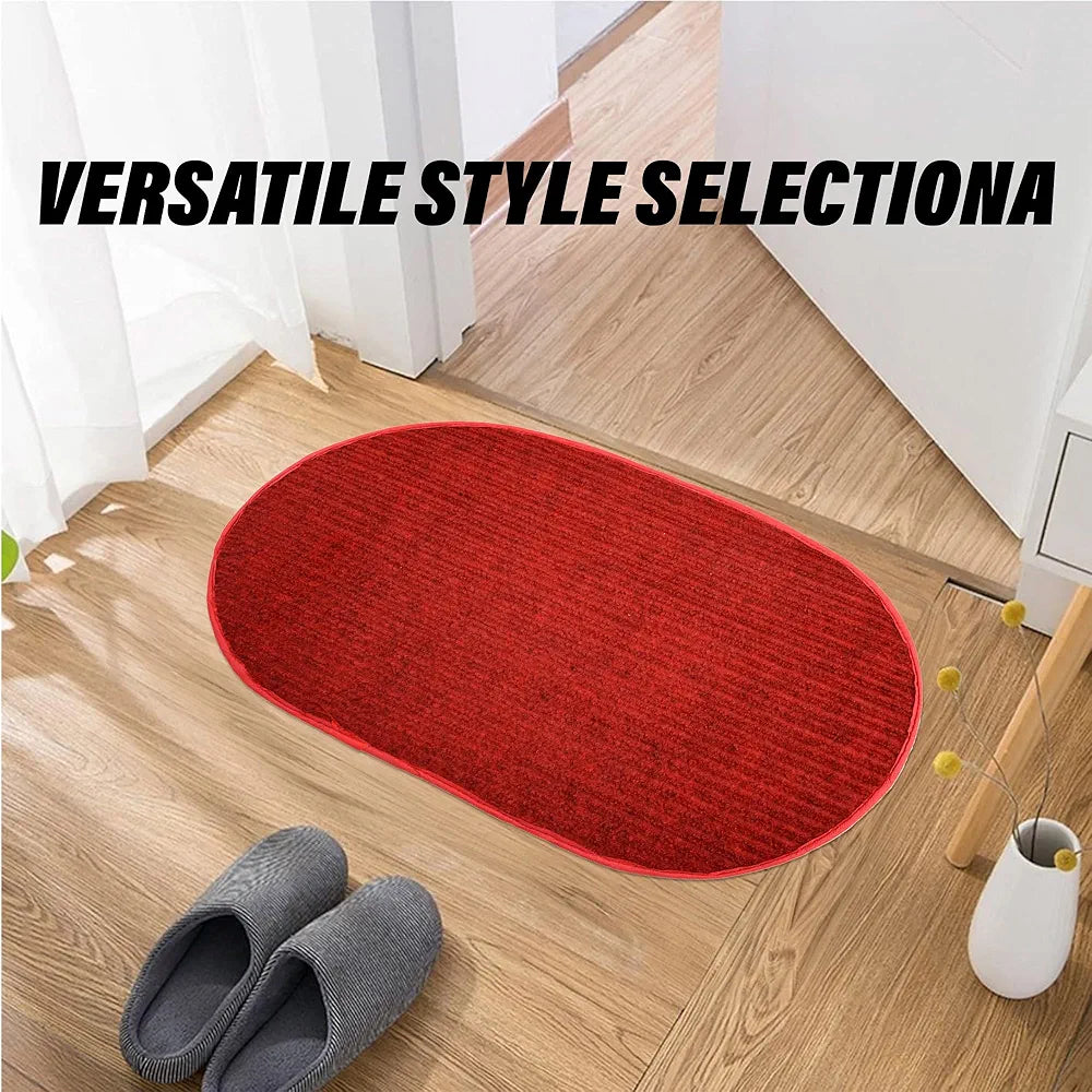 Kuber Industries Door Mat Oval Shape Door Mat Door Colour Red