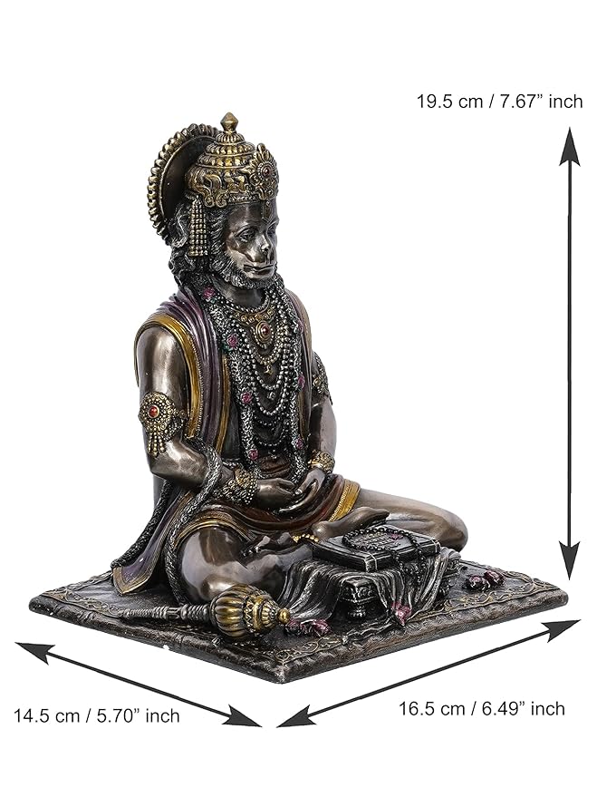Ecraftindia Handcrafted Polyresin Bronze Finish Meditating Lord Hanuman Statue God Idol Perfect Hanuman Jayanti