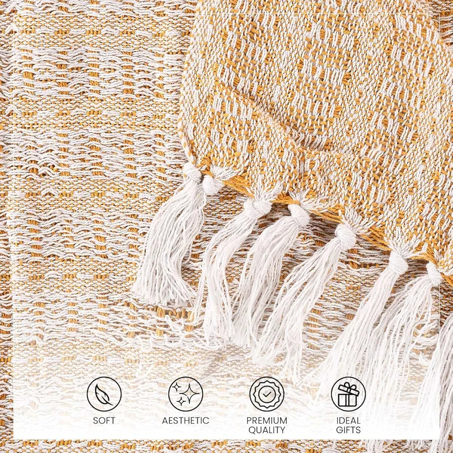 Sashaa World Striped Super Soft & Breathable Throw Blanket Colour Yellow