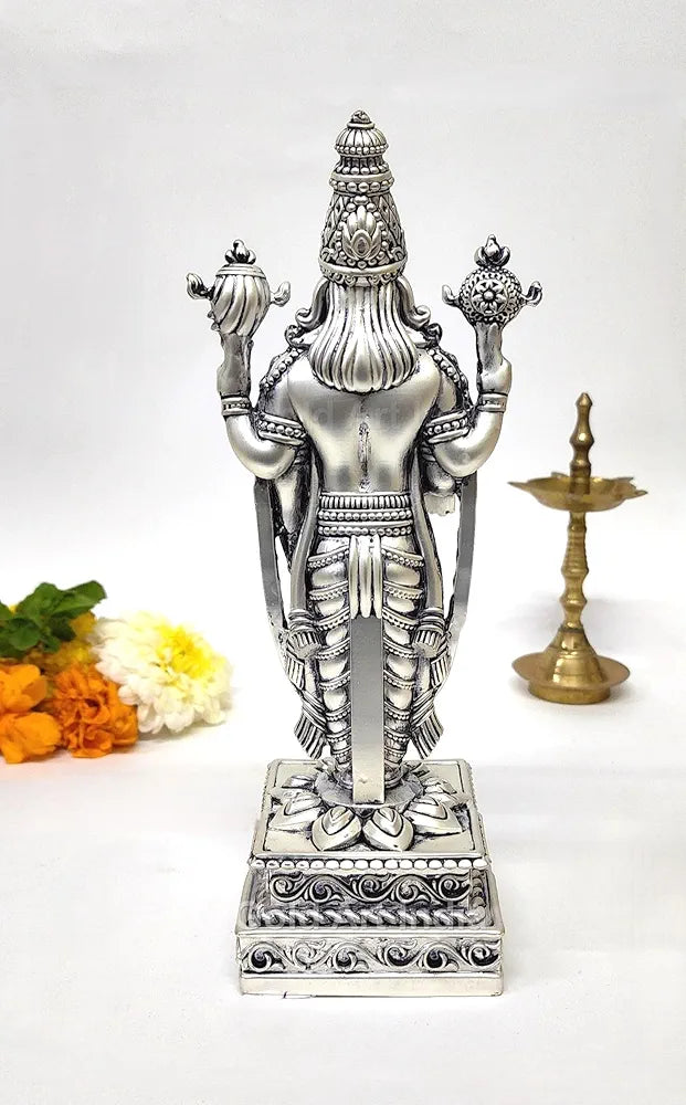 Gold Art India Lord Tirupati Balaji Silver Plated Matte Idol with Garuda