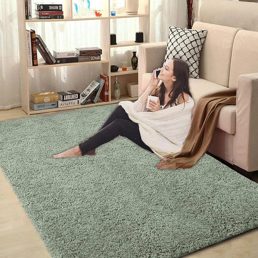 Luxe Home International Carpet Super Soft Anti Slip Vegas Rectangular Rugs 3X5 Feet Colour Pastel Green