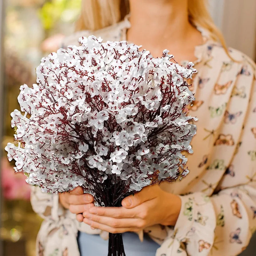 Silk Artificial Baby Breath Gypsophila Flower Stick Bunches for Vase Pot Pack Vase Not Included Of 5