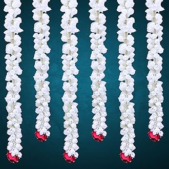 Handmade Artificial Marigold Fluffy Flowers Colorful Woolen Kite Bells Hangings 39 Inches Pack of 6