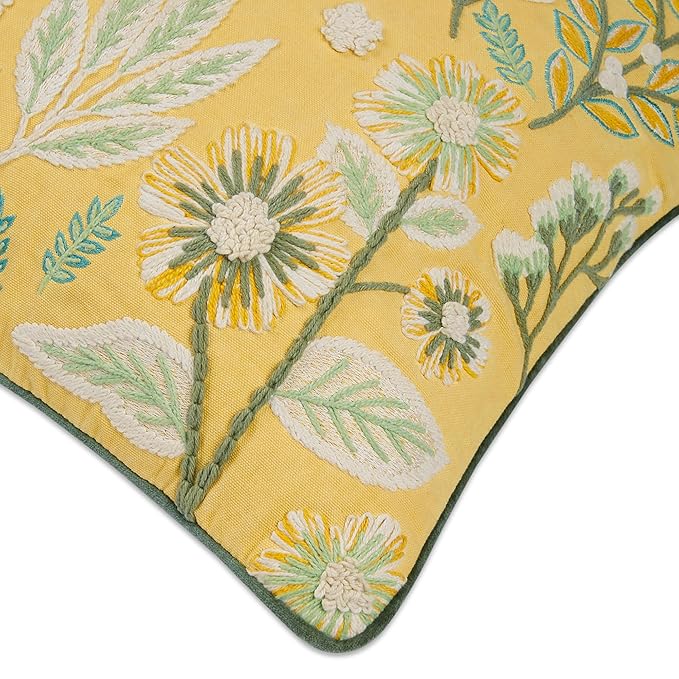Haus & kinder Decorative Embroidered Cushion Cover | Colour Golden Glow