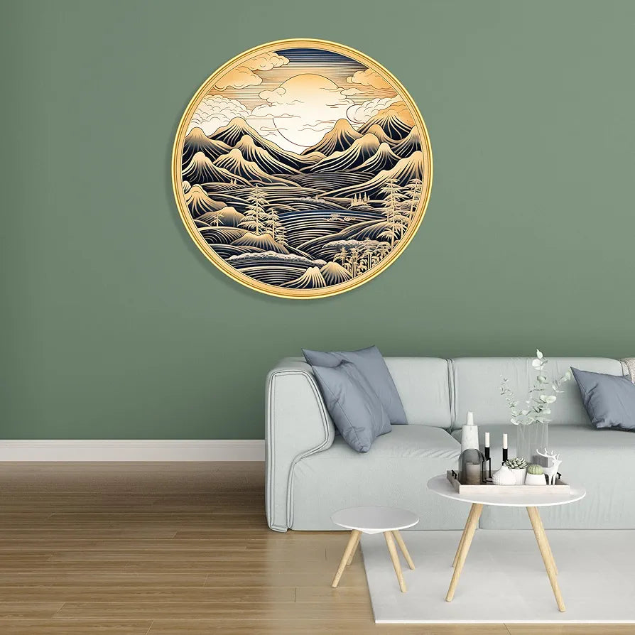 Livin'luxe Paintings Nature Scenery Abstract Modern Art Premium Sparkle Lamination Golden GR-22