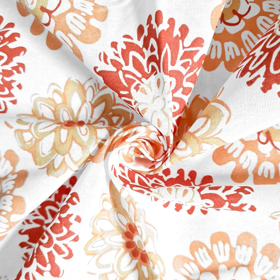 Divine Casa - 144 TC Super Soft 100% Cotton Bedsheet for Double Bed  144 Thread Count Colour Red Orange