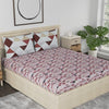 Huesland by Ahmedabad Cotton 186 TC Bedsheet for King Size Bed with 2 Pillow Covers | Brown, Brick & White