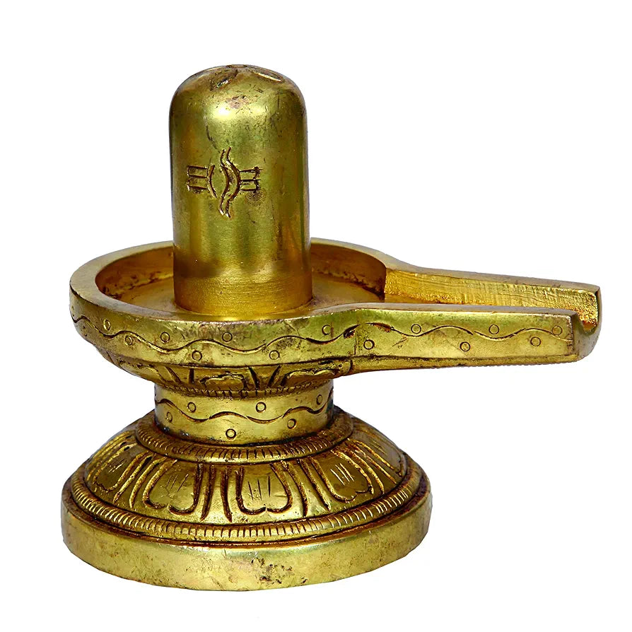 anciently Brass Shivling | Brass Shiva Lingam | Brass Sivalingam for Puja Brass 8.5CM Height Gold Colour 1 Piece