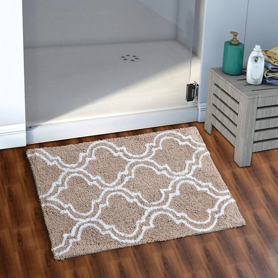 Aerohaven Cotton Glorious Super Soft Moroccan Designer Anti Slip Bathmat Brown Colour