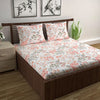 Divine Casa Double Size Bedsheet for Double Bed 144 TC Pure Cotton Queen Size with 2 Pillow Covers Floral Colour Peach Blush