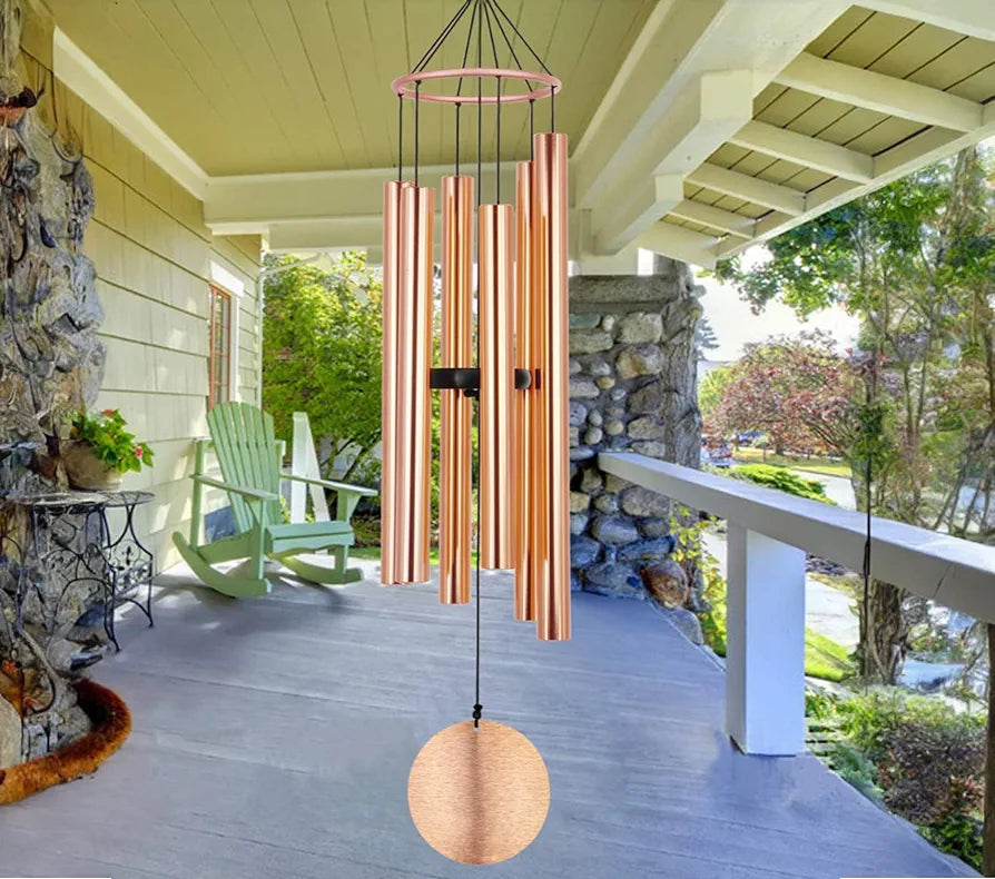 Melody Aureole Tuned Wind Chime 6 Pipes Aluminum Rose Gold 28 inches Long
