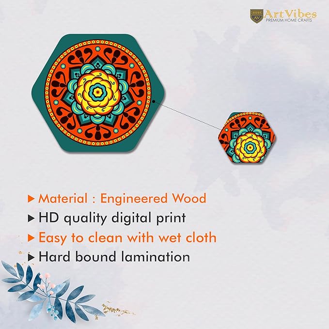 Artvibes Designer Wooden Wall Hanging Decoration for Home | Pack of 13 Pieces