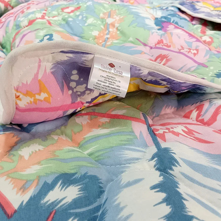 Divine Casa Microfiber 150 GSM Reversible Double Bed Comforter Ultra Soft & Lightweight Blanket Colour Multicolor