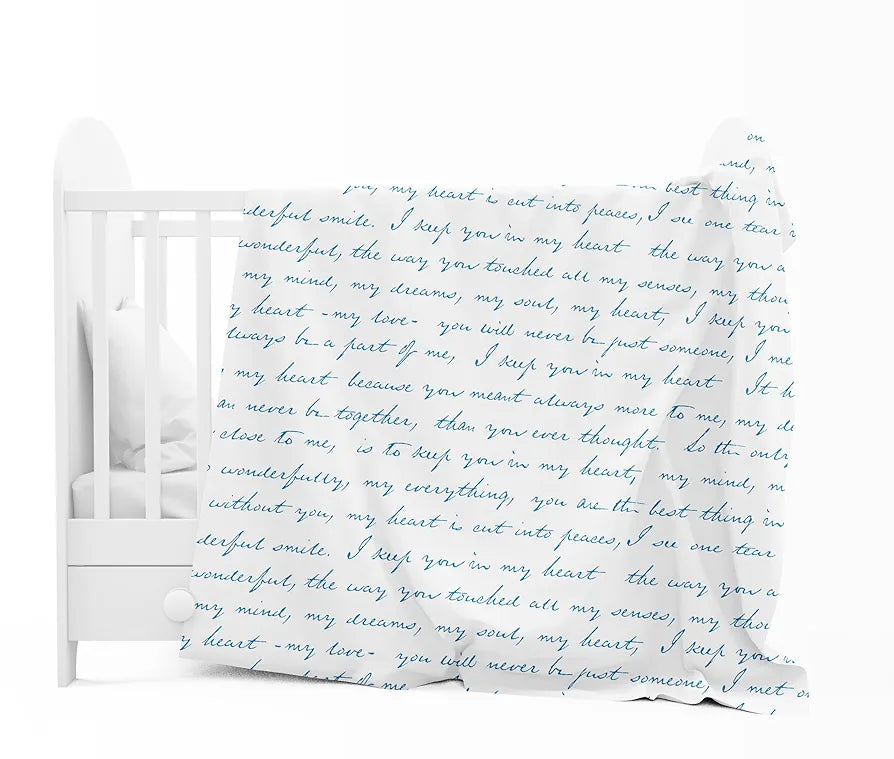 Divine Casa 120 GSM Microfiber Single Kids Dohar Soft & Lightweight Throw Blanket Typography Pattern Colour Blue Depth