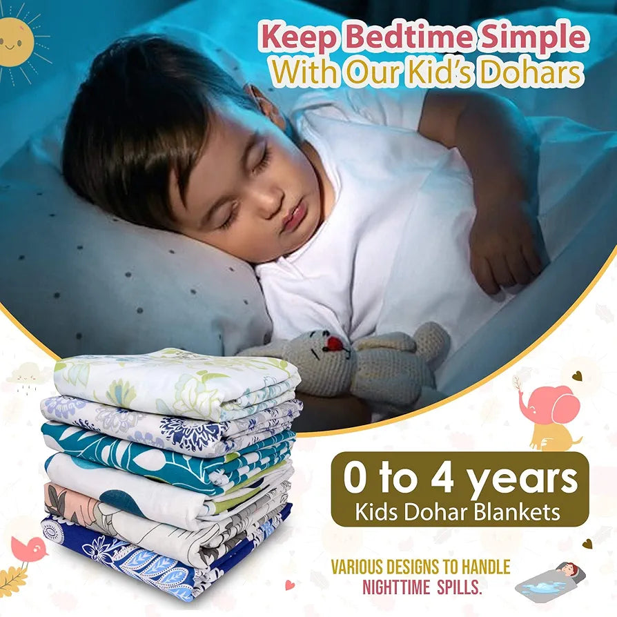 Divine Casa Pure Cotton Printed Single Dohar for Newborn Baby 120 GSM Soft & Lightweight Throw Blanket Colour Marlin White