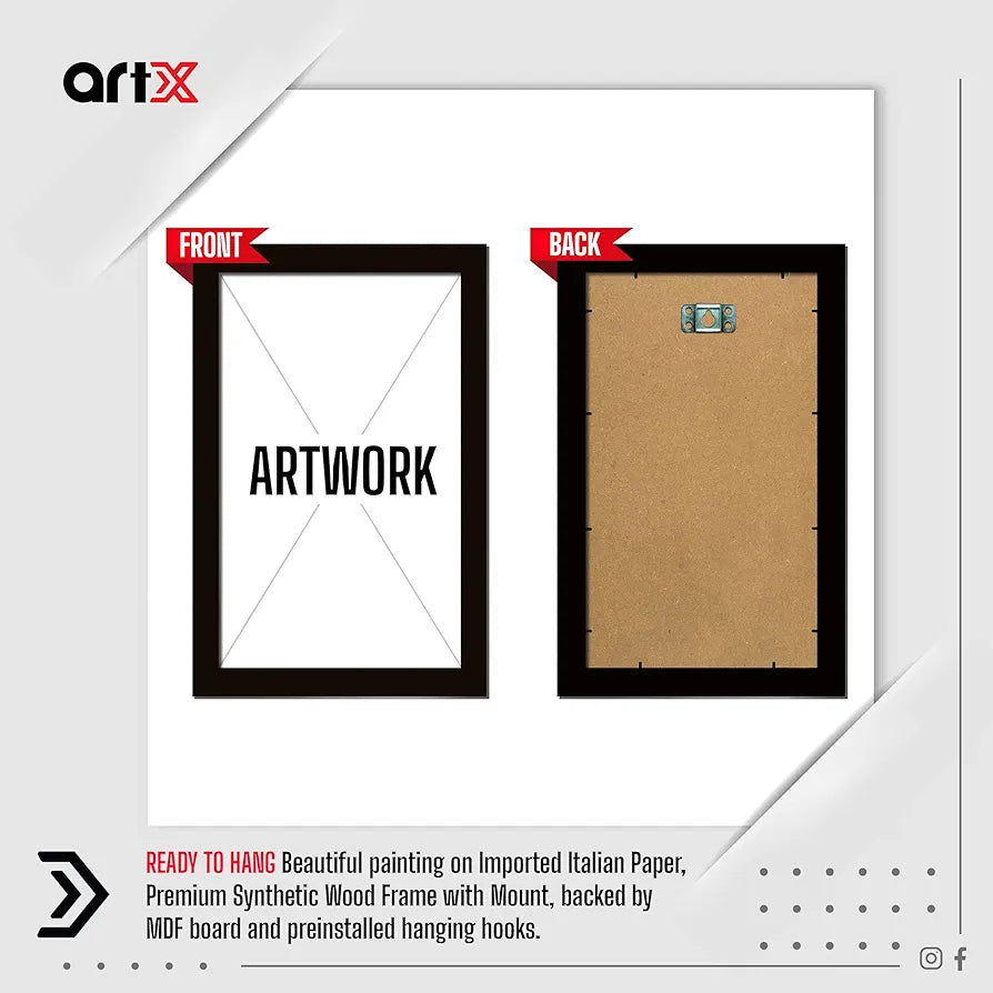 ArtX Paper Floral Vase Wall Art Painting Framed Set of 3