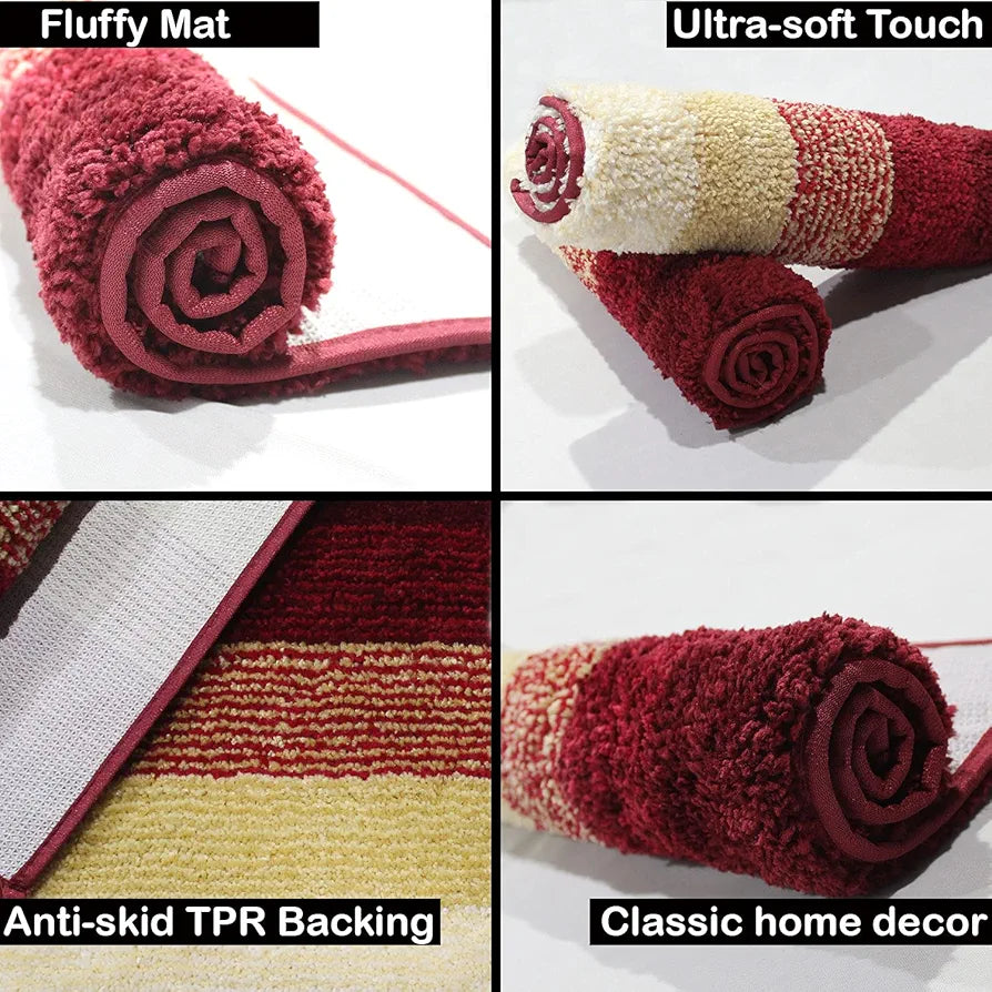 Luxe Home Super Soft Microfiber Bathroom Mat Non-Slip Bath Mat Colour Lava (Pack of 2)