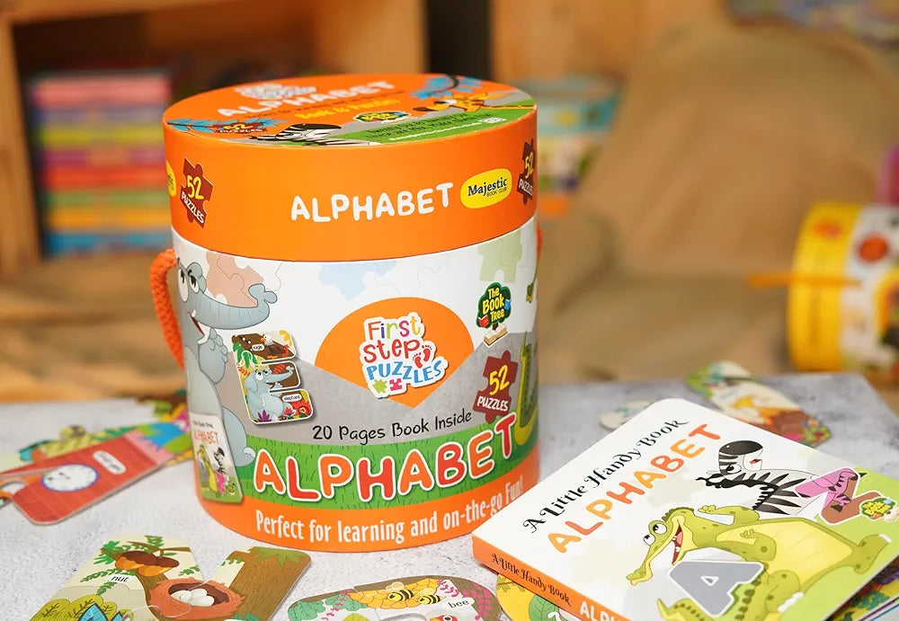 The Book Tree Alphabet Puzzle Box for Kids I Educational Toy for Kids Age 2+ I 52 Jigsaw Puzzle Pieces and 1 Story Book for Early Learning I A for Children by Majestic Book Club