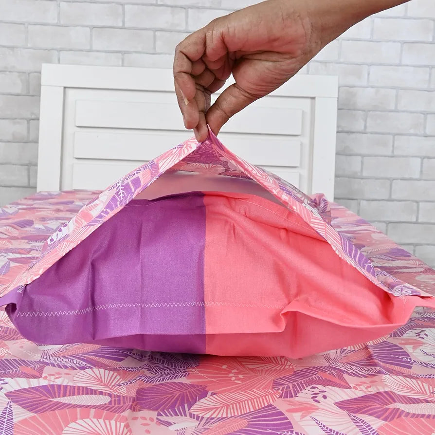 Divine Casa 144 TC 100% Pure Cotton Single Size Bedsheet with 1 Pillow Cover Regal PaisleyColour Violet Rose