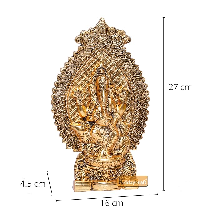KridayKraft Ganesha Metal Statue Ganpati Murti for Pooja Room & Decor Your Home
