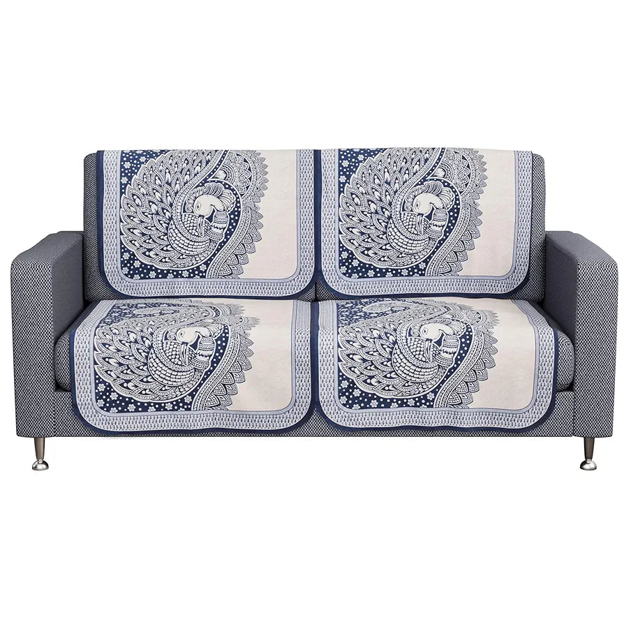 Kuber Industries Sofa Cover Net 2+1 Seater Sofa Slip Cover Set Mor Digital-837 Blue