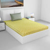 Divine Casa 144 TC 100% Pure Cotton Single Bedsheet with 1 Pillow Cover Ikat Diamond Print Colour Mustard Yellow