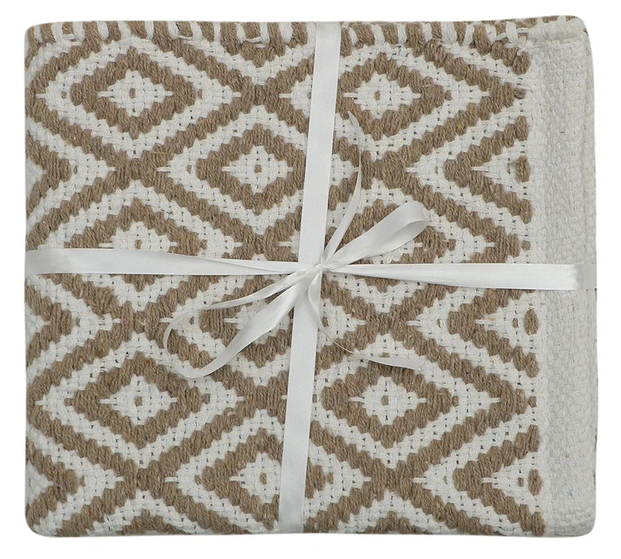 The Home Talk Weaved Cotton Rectangular Carpets Contemporary Decorators Area Rugs for Bedroom Beige